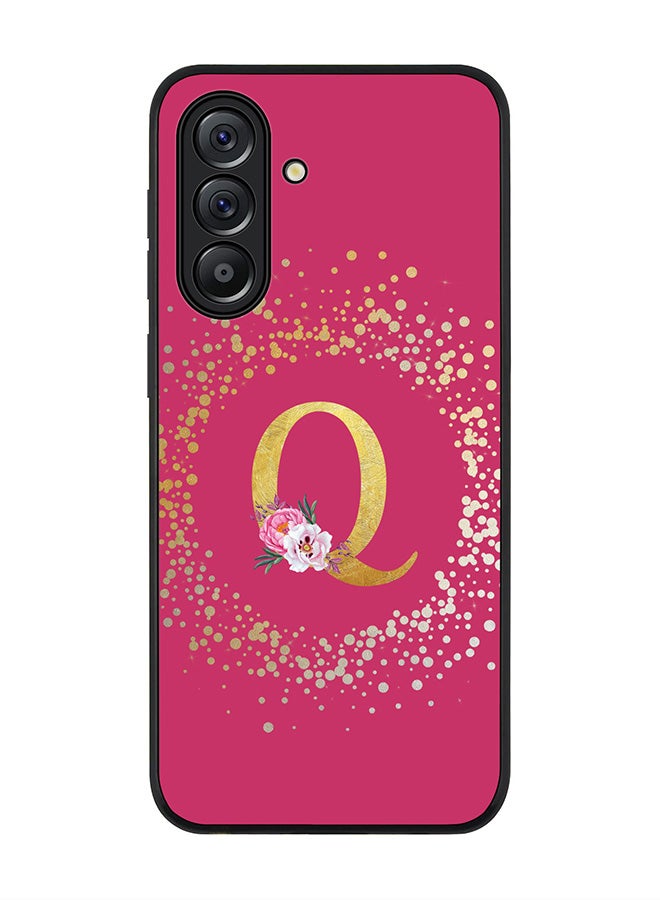 Stylizedd For Samsung Galaxy A36 5G Case,Slim fit Camera Protection, Shockproof Thin Phone cover  - Custom Monogram Floral - Q ( Deep Pink ) - Image 1