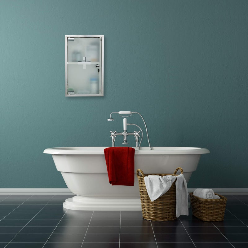 Relaxdays Stainless Steel Cabinet, Glass Door, 2 Compartments, Lockable, Home Pharmacy, Shiny, Silver, H x W x D: app. 40 x 25 x 11 cm - Image 2