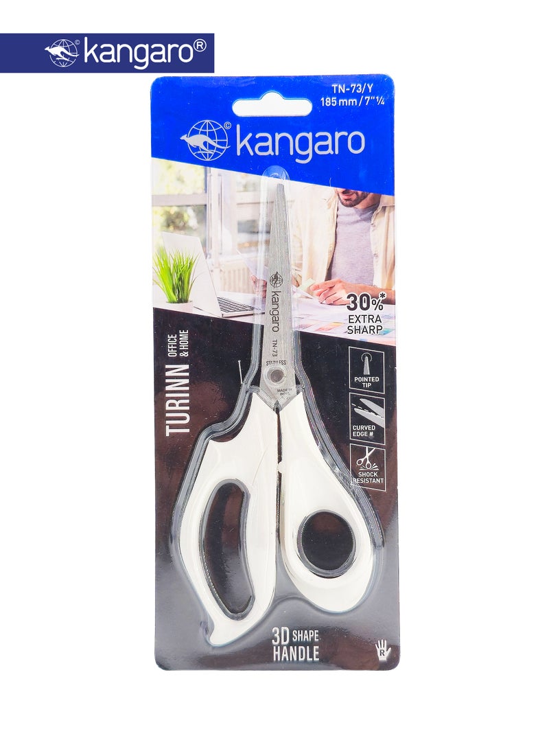 Kangaro Stainless Steel Office Scissors 185mm with 3D Comfort Handle - Image 2