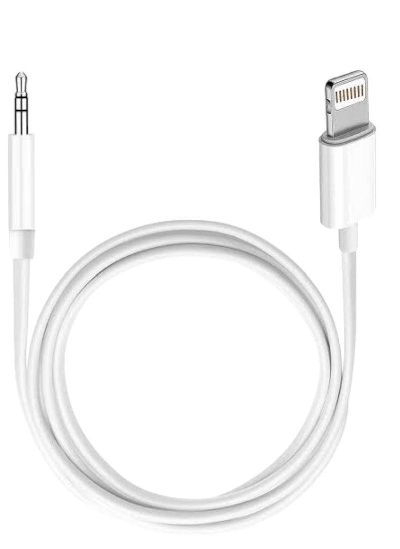Generic - 3.5mm to Lightning Car Aux Cable Compatible with iPhone [MFi Certified] Aux Audio Jack Adapter - White - Image 1