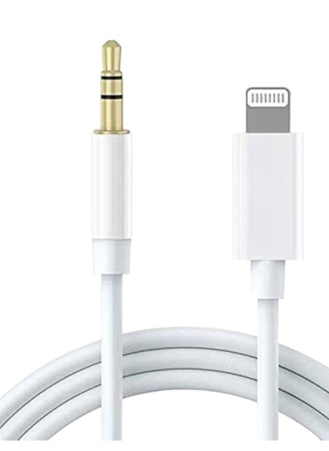 3.5mm to Lightning Car Aux Cable Compatible with iPhone [MFi Certified] Aux Audio Jack Adapter - White