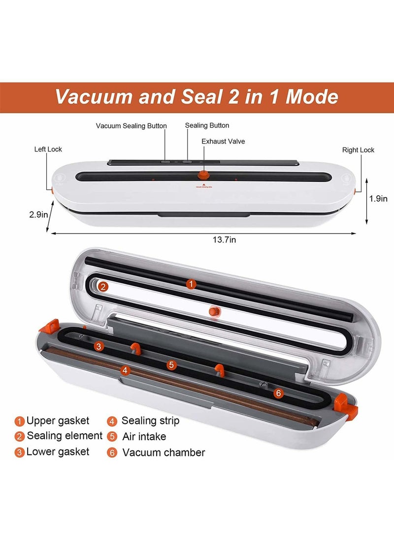ORILEY ORILEY Vacuum Sealer Machine Dry Wet Electric Automatic Kitchen Food Packaging Air Sealing with 10 Preservation Bags 80W  - Image 3