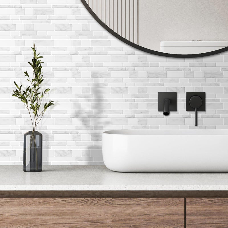 WoStick 10 Sheets Upgrade 2.5mm Thicker Peel and Stick on Tiles 3D Self Adhesive Wall Tiles for Kitchen Backsplash(30cm x 30cm) - Image 2