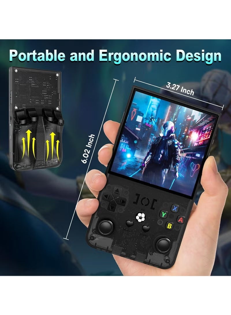 BLUMENIT R36 Max Game Console 4 Inch Full IPS Screen Portable Retro Handheld Game Console Built-in 18000+ Games With Open Source Linux System & 64GB Memory Card Video Games Console Support 30+ Simulator Platform 4000mAh Battery |BLACK - Image 3