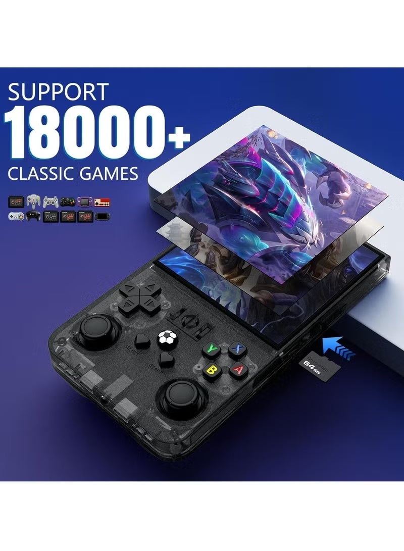 BLUMENIT R36 Max Game Console 4 Inch Full IPS Screen Portable Retro Handheld Game Console Built-in 18000+ Games With Open Source Linux System & 64GB Memory Card Video Games Console Support 30+ Simulator Platform 4000mAh Battery |BLACK - Image 4
