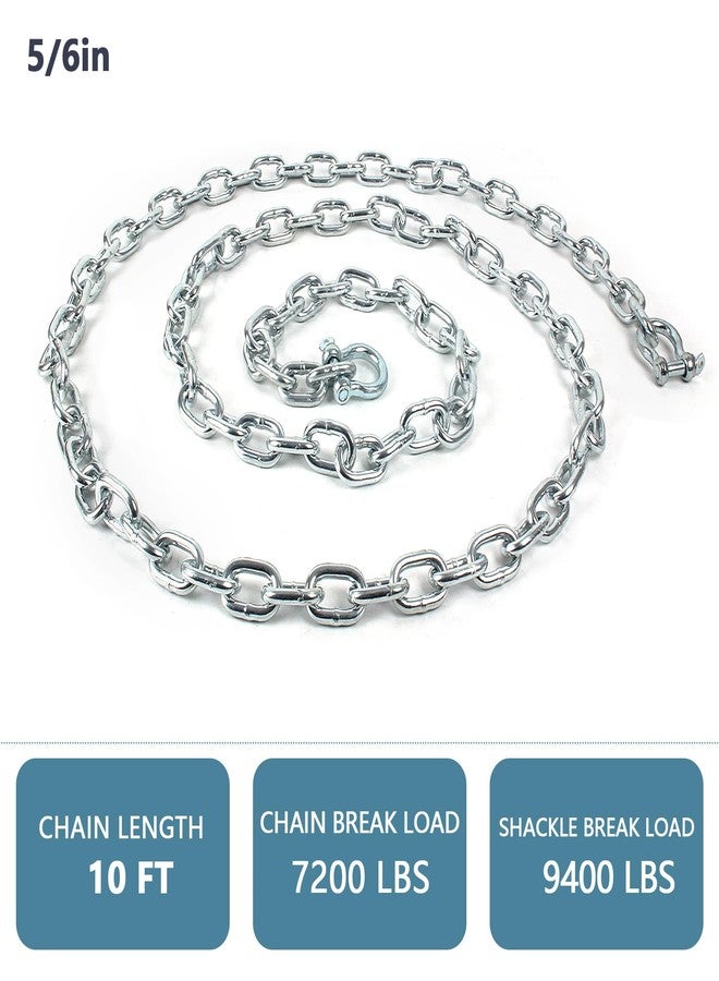 ORLANG Galvanized Steel Anchor Chain, 5/16" X 10' Boat Anchor Chain, Anchor Lead Chain with Double Boat Anchor Shackle, Marine Anchor Chain for Different Anchors, Anchor Chains for Boats - Image 2