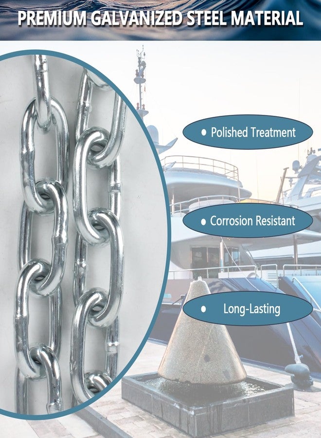 ORLANG Galvanized Steel Anchor Chain, 5/16" X 10' Boat Anchor Chain, Anchor Lead Chain with Double Boat Anchor Shackle, Marine Anchor Chain for Different Anchors, Anchor Chains for Boats - Image 3