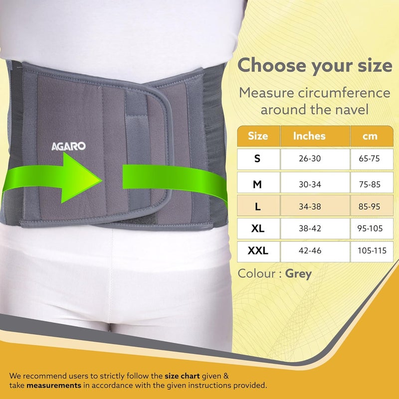 AGARO Abdominal Belt, Ideal For Slimming Waist, Lower Back Pain Relief, After Delivery For Tummy Reduction, Breathable Belt For Men And Women, Large, Grey - Image 2
