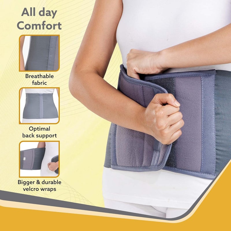 AGARO Abdominal Belt, Ideal For Slimming Waist, Lower Back Pain Relief, After Delivery For Tummy Reduction, Breathable Belt For Men And Women, Large, Grey - Image 4