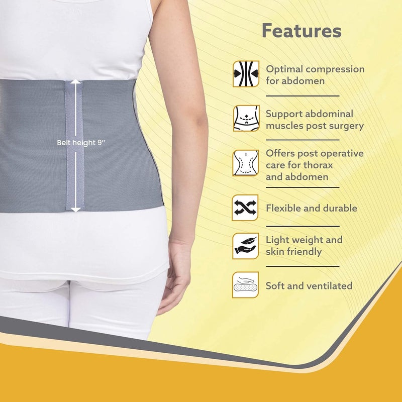 AGARO Abdominal Belt, Ideal For Slimming Waist, Lower Back Pain Relief, After Delivery For Tummy Reduction, Breathable Belt For Men And Women, Large, Grey - Image 3