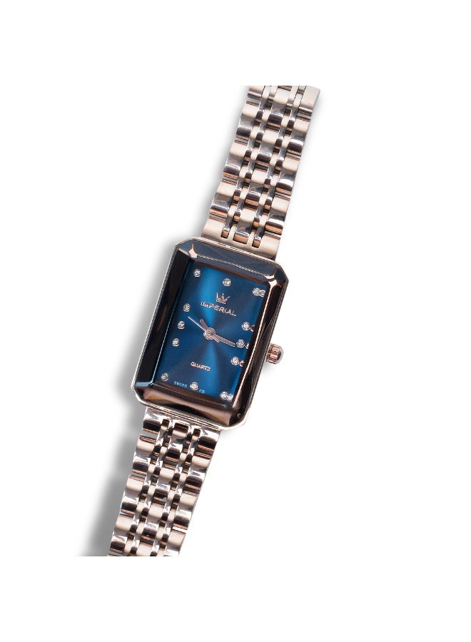 IMPERIAL Women's Rose Gold Stainless Steel Watch, Blue Dial, Y121 Movement, Butterfly Clasp, 3ATM Watch for Women | IMP.GD6636L7675 - Image 2