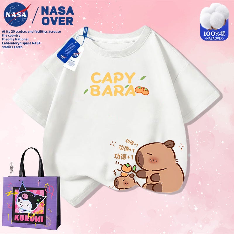 Nasa Co-Name Kappibala Summer Cotton Short-Sleeved T-Shirt For Boys And Girls Cute Cartoon Printed Top - Image 2
