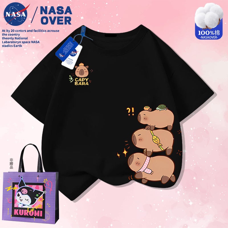 Nasa Co-Name Kappibala Summer Cotton Short-Sleeved T-Shirt For Boys And Girls Cute Cartoon Printed Top - Image 1