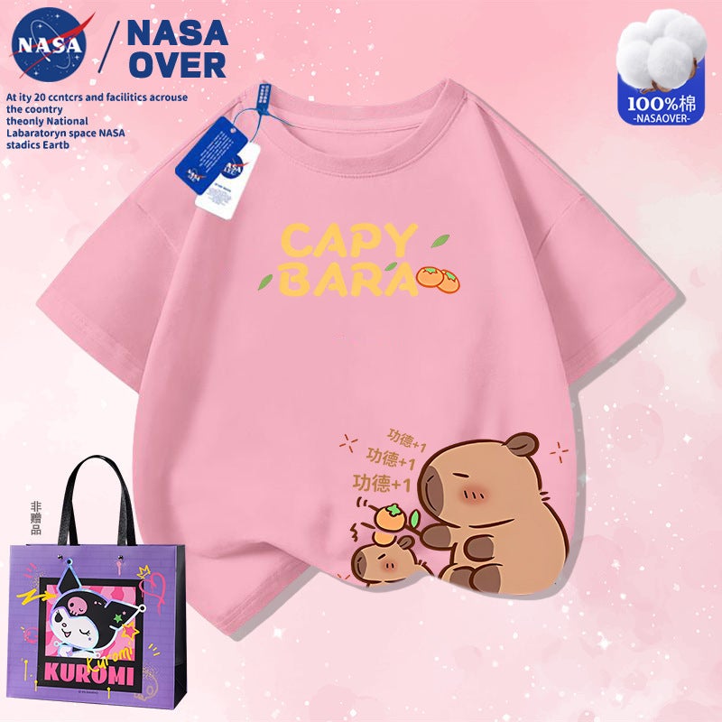 Nasa Co-Name Kappibala Summer Cotton Short-Sleeved T-Shirt For Boys And Girls Cute Cartoon Printed Top - Image 3