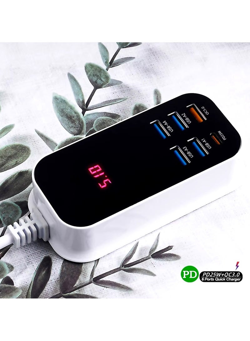عام منصة شحن سريعة متعدد المنافذ 50 وات نوع PD25W C - QC3.0 USB - Image 3