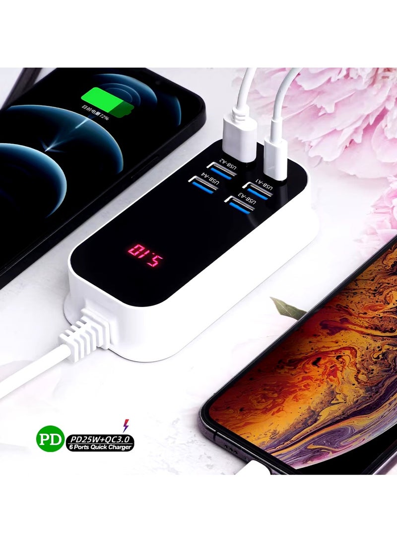 عام منصة شحن سريعة متعدد المنافذ 50 وات نوع PD25W C - QC3.0 USB - Image 4