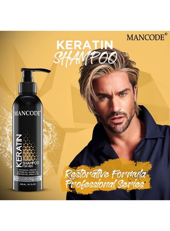 MAN CODE Mancode Keratin Shampoo For Men Gentle Cleansing Soft Smooth Shiny Hair Damage Repair Strengthens Weak Hair No Mineral Oil Hair Shampoo For Men (Pack Of 1) - Image 3