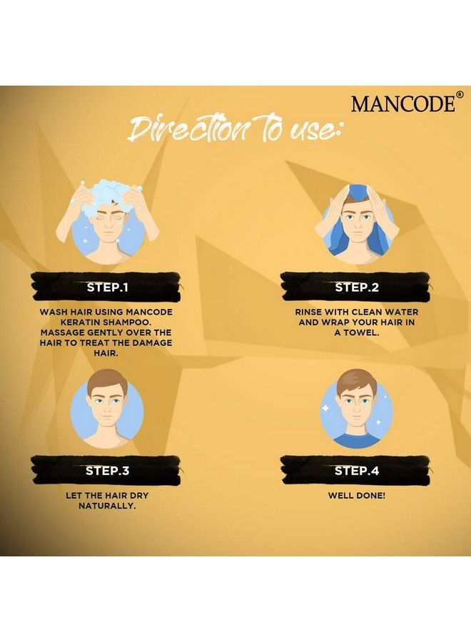 MAN CODE Mancode Keratin Shampoo For Men Gentle Cleansing Soft Smooth Shiny Hair Damage Repair Strengthens Weak Hair No Mineral Oil Hair Shampoo For Men (Pack Of 1) - Image 5