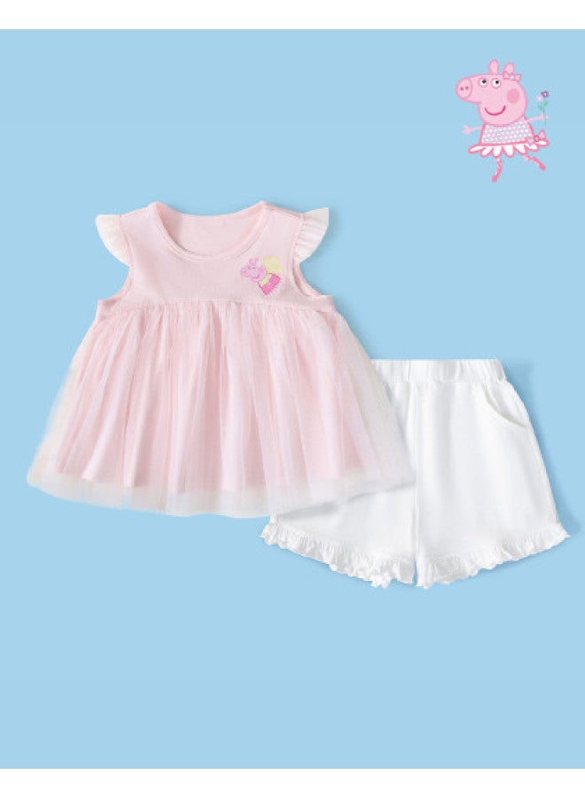 peppa Pig Summer Girls' Lightweight Skin-friendly Breathable Casual Set - Image 1