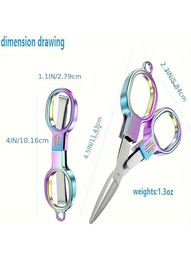 Rainbow Stainless Steel Folding Scissors Portable Multifunctional Tool For Travel Camping DIY - Image 2