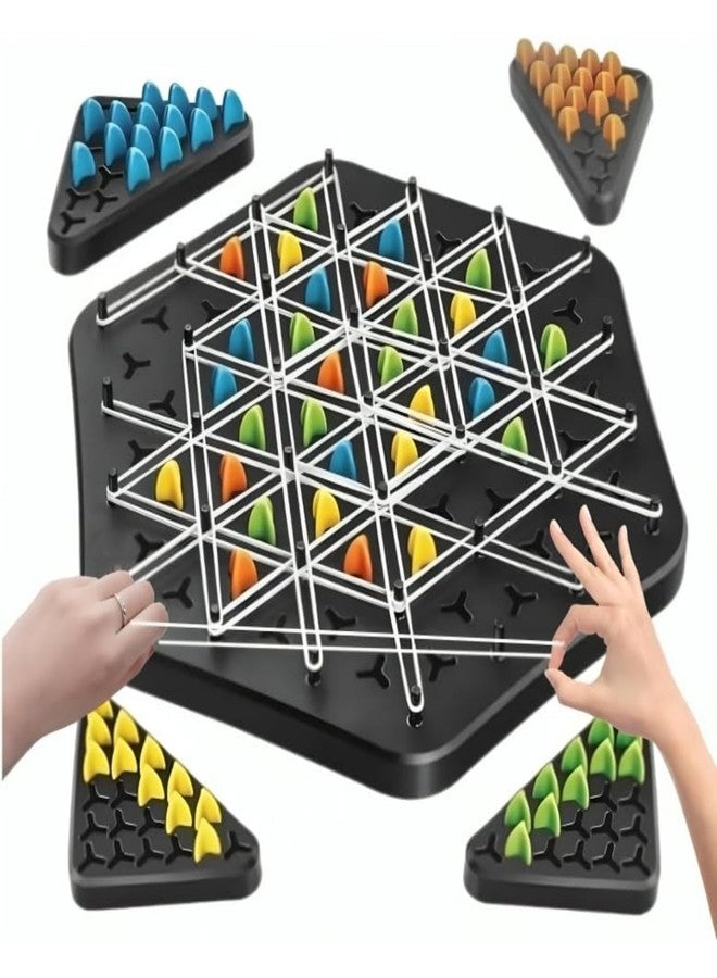 Veemok Chain Triangle Chess Game, Triggle Elastic Band Game, Family Games for Kids and Adults, Family Fun Night Chess Set, Chain Board Chess Desktop Puzzle Interactive Brain Teaser, 2 to 4 Players - Image 1