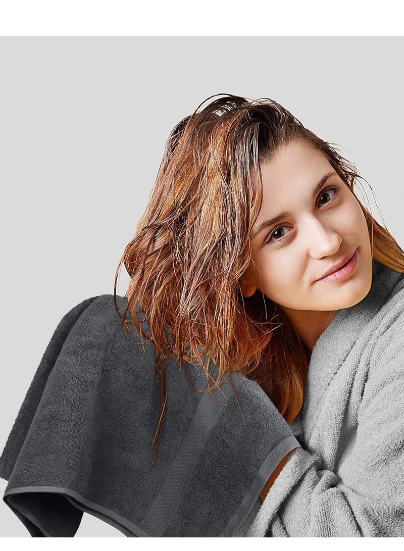 تى ام هوم TM HOME Premium Hotel Bath Towel – 100% Natural Cotton – Dark Grey Color – Ultra-Soft, Highly Absorbent & Long-Lasting Luxury Quality for Home & Hospitality - Image 4