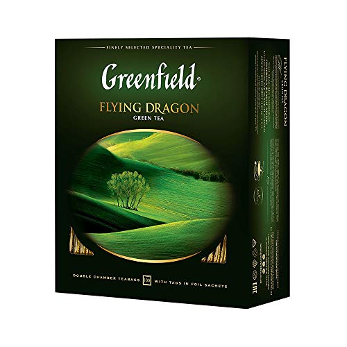 Greenfield Flying Dragon Green Tea Collection Finely Selected Speciality Tea 100 Double Chamber Teabags With Tags in Foil Sachets - Image 3