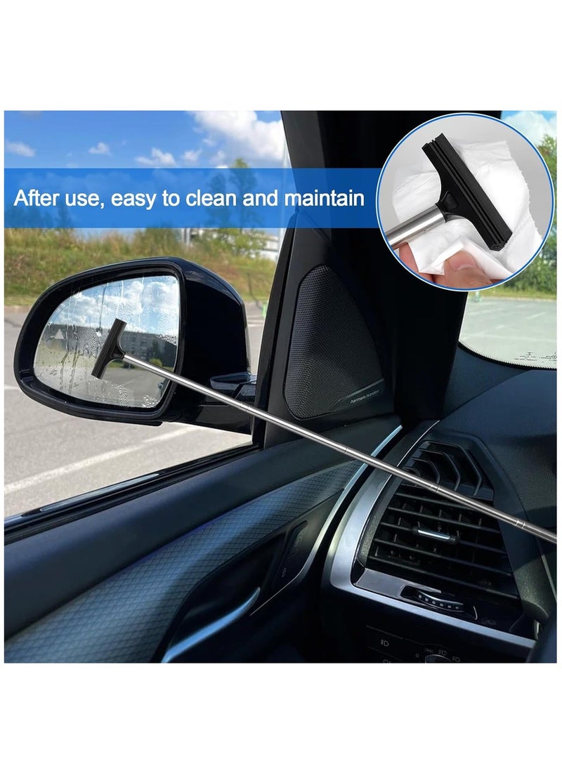 2 Pcs Car Mirror Wiper, 38.6in Handle Car Side Mirror Squeegee, Car Mirror Squeegee, Side Mirror Squeegee, Mini Squeegee for Rainy Foggy Weather