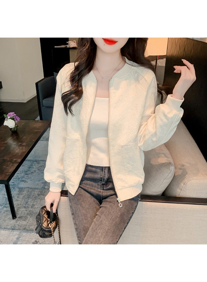 2024 Spring Small Chic Fashion Jacquard High-end Loose Short Baseball Uniform Top Coat For Women