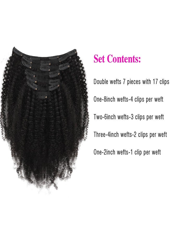 Sassina Remi Human Hair Clip In Extensions Double Wefts Afro Kinky Curly Clip On Hair,Natural Looking 3C 4A Clip ins for African Americans 120 Grams 7 Pc With 17 Clips AC 12 Inch - Image 4