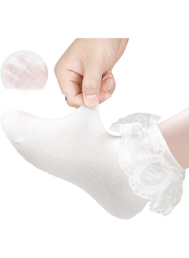 Barbie Girls' Socks, Thin Mesh For Spring And Autumn, Lace Trim Cotton Socks, Children'S White Princess Short Socks, Versatile Student White Socks - Image 2