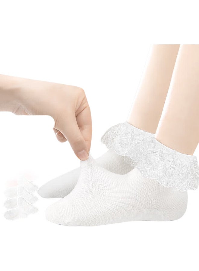 Barbie Girls' Socks, Thin Mesh For Spring And Autumn, Lace Trim Cotton Socks, Children'S White Princess Short Socks, Versatile Student White Socks - Image 3