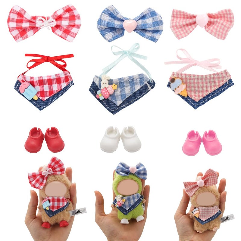 WALLFID Mini Doll Clothes for 10cm Dolls Fashion Outfits Accessories Set Compatible with Pin for Love Series Mix Match for DressUp Display Role Play Photos No Doll Bow Bibs - Image 3