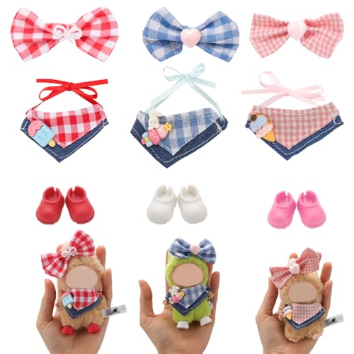 WALLFID Mini Doll Clothes for 10cm Dolls Fashion Outfits Accessories Set Compatible with Pin for Love Series Mix Match for DressUp Display Role Play Photos No Doll Bow Bibs - Image 1