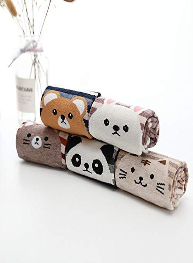 Missby ® Girl's Cute Animal Print Striped Cotton Socks (Multicolour, Free Size) - Pack of 5 Pairs - Image 5