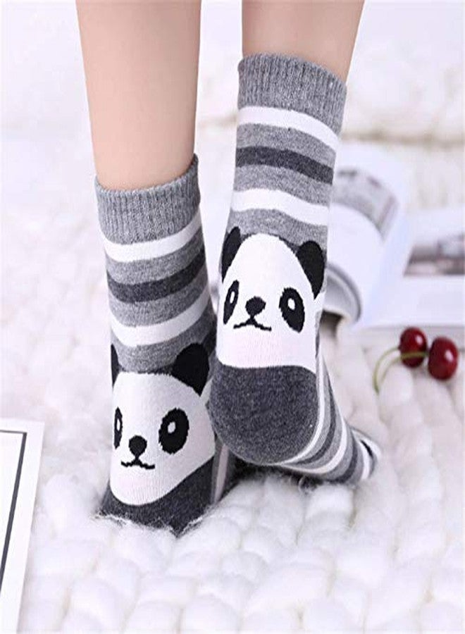 Missby ® Girl's Cute Animal Print Striped Cotton Socks (Multicolour, Free Size) - Pack of 5 Pairs - Image 3