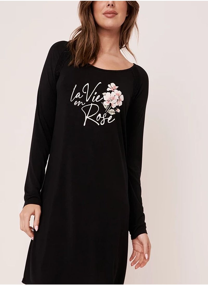 La Vie en Rose - Women Sleepwear Sleepshirt In Black - Image 1