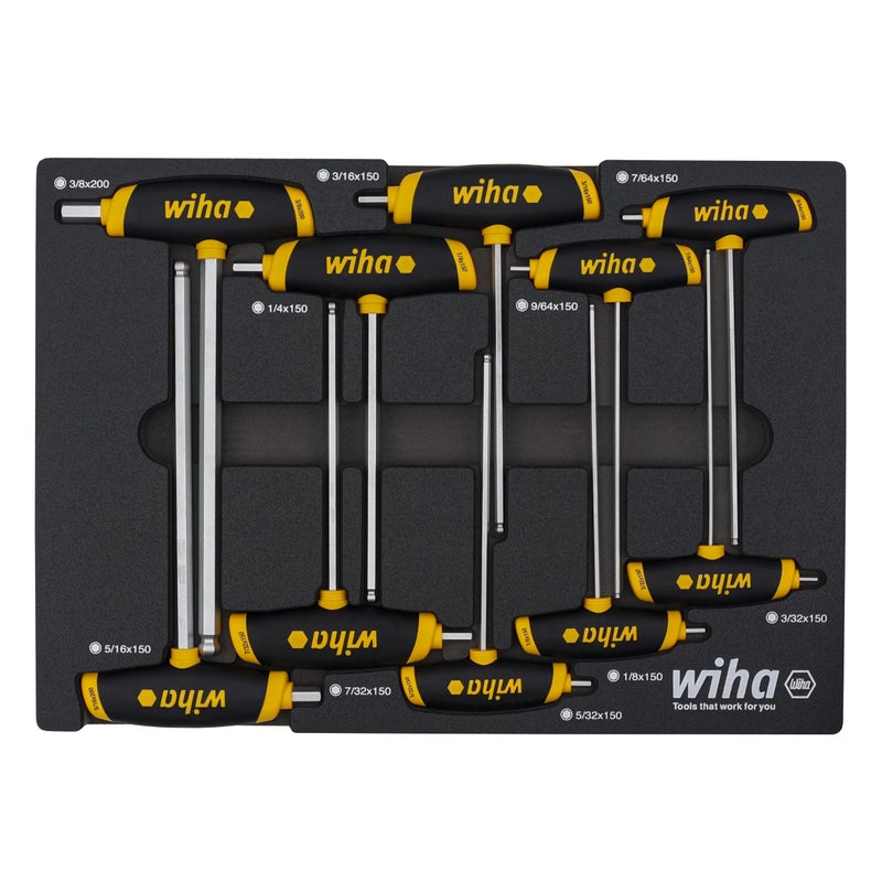 Wiha 54081 10 Piece SoftGrip Dual Drive Hex SAE THandle Tray Set - Image 2