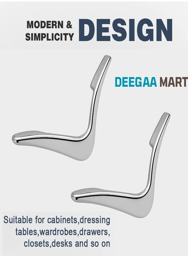 DEEGAA MART Twin Hole Zinc Alloy Drawer Pulls, Handles for Drawers, Cabinets, Wardrobes, and Kitchen Doors - Decorative Furniture Hardware (2, Chrome, V Handle) - Image 2