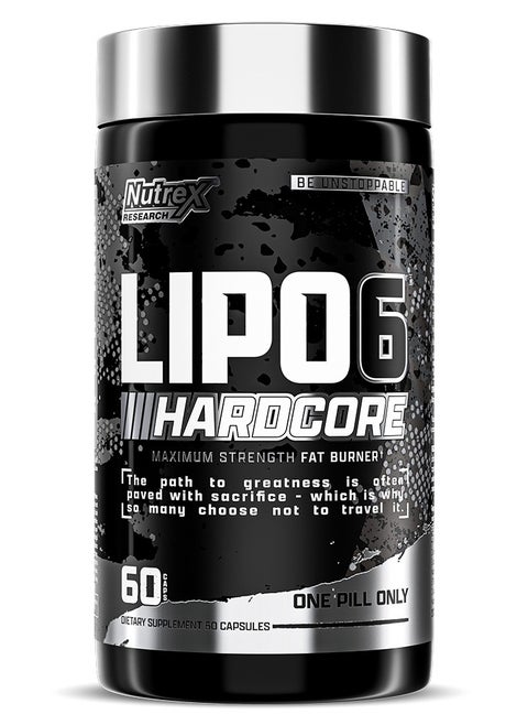 Lipo 6 Hardcore Maximum Fat Burner, Helps Reduce Appetite And Cravings, Fires Up Metabolism, 60 Capsules