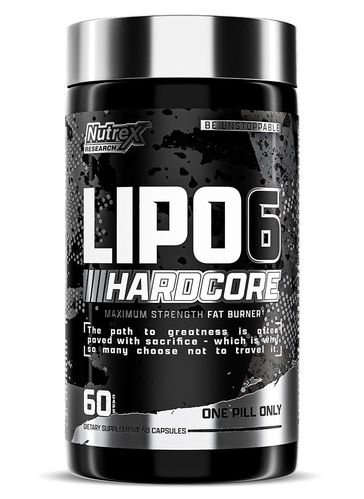 Nutrex Research - Lipo 6 Hardcore Maximum Fat Burner, Helps Reduce Appetite And Cravings, Fires Up Metabolism, 60 Capsules - Image 1