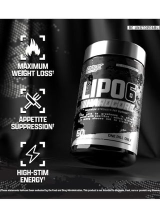 Lipo 6 Hardcore Maximum Fat Burner, Helps Reduce Appetite And Cravings, Fires Up Metabolism, 60 Capsules - view 2