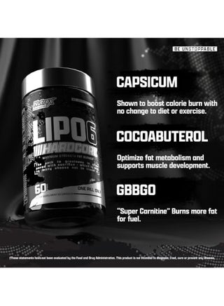 Lipo 6 Hardcore Maximum Fat Burner, Helps Reduce Appetite And Cravings, Fires Up Metabolism, 60 Capsules - view 4