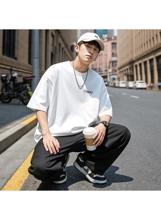 TonLion 2025 Summer Short Sleeve T-shirt For Men, Trendy Versatile Round Neck Cotton Tee, Loose Fit Casual Top - Image 4