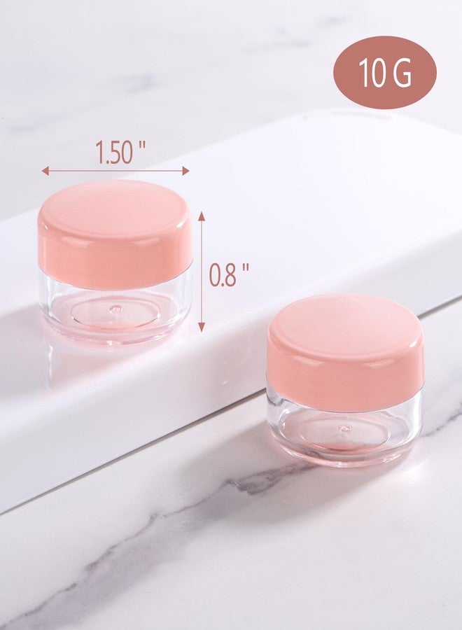 BTYMS Refillable Cosmetic Sample Jars - 100 Pack 10g (0.35oz) Pink Small Travel Containers with Lids + 10 Mini Makeup Spatulas - BPA Free - Image 2