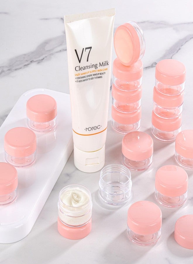 BTYMS Refillable Cosmetic Sample Jars - 100 Pack 10g (0.35oz) Pink Small Travel Containers with Lids + 10 Mini Makeup Spatulas - BPA Free - Image 5