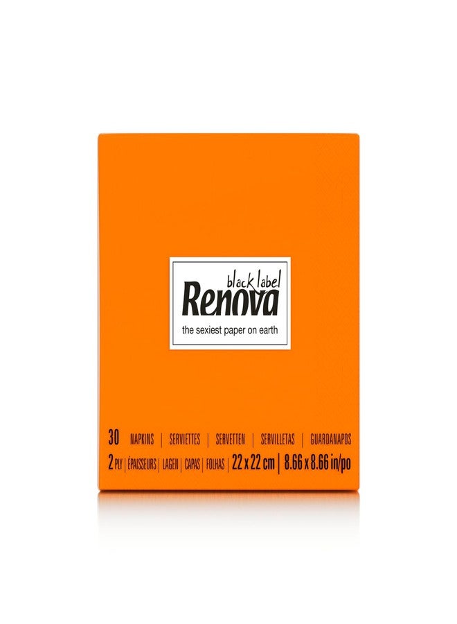 Renova Cocktail Napkins 2 Ply, Pack of 30 (22x22cm - Orange, Black Label Extra Soft and Absorbent Paper - Image 1