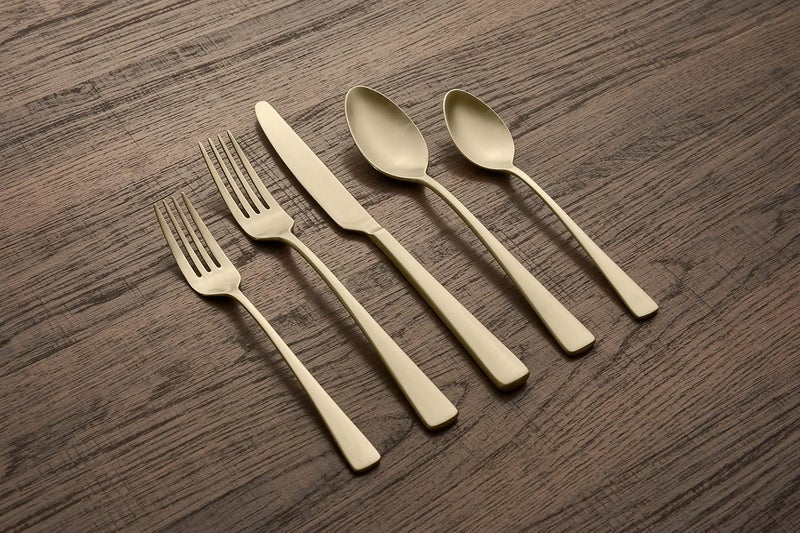 CAMBRIDGE Champagne Satin Cerys 20Piece Flatware Set Service for 4 512020CKW12DS - Image 2