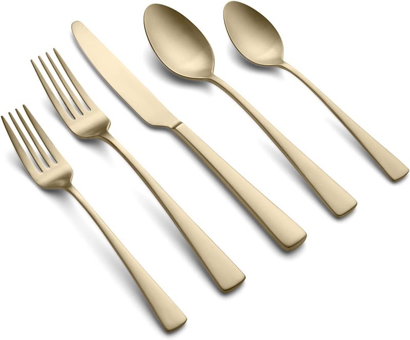 CAMBRIDGE Champagne Satin Cerys 20Piece Flatware Set Service for 4 512020CKW12DS - Image 1