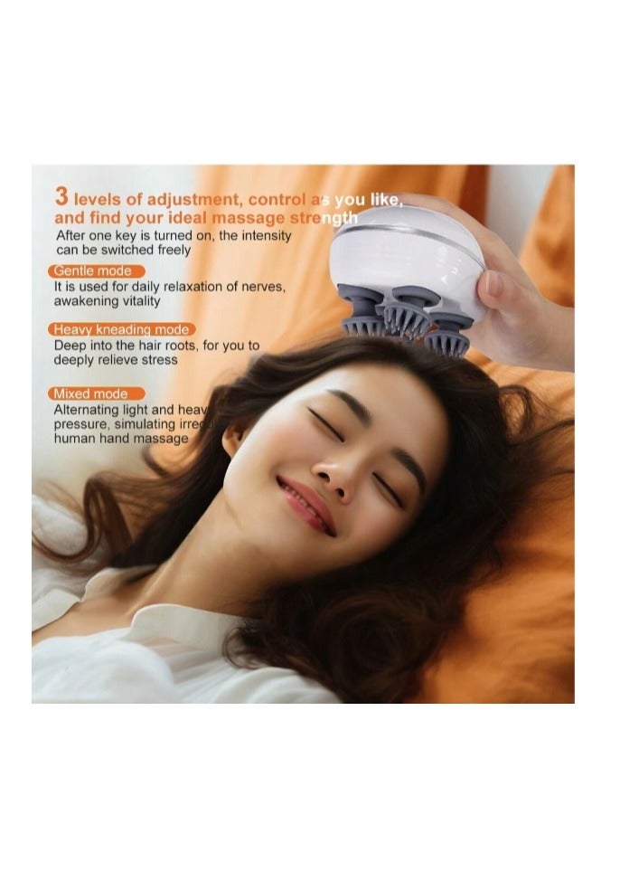جهاز مساج تدليك للرأس كهربائي وتدليك لنمو الشعر محمول للعناية الذاتية وتخفيف الصداع والتوتر والتنظيف العميق والتدليك الكامل للجسم، ميزة اخري مناسب كهدية - Image 3